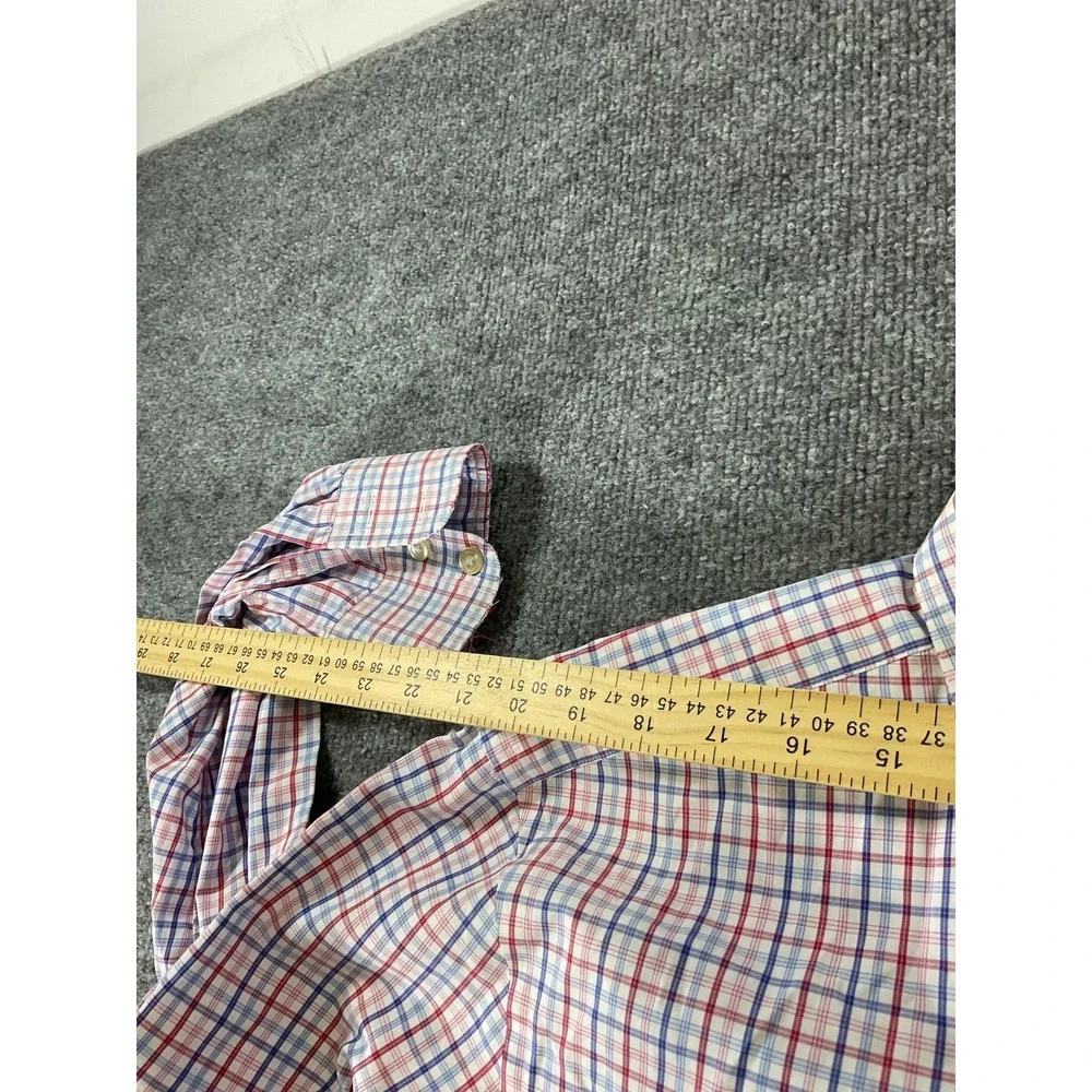 Charles Tyrwhitt Slim Fit Dress Shirt Mens 17/35 Blue Red Check Non Iron LS